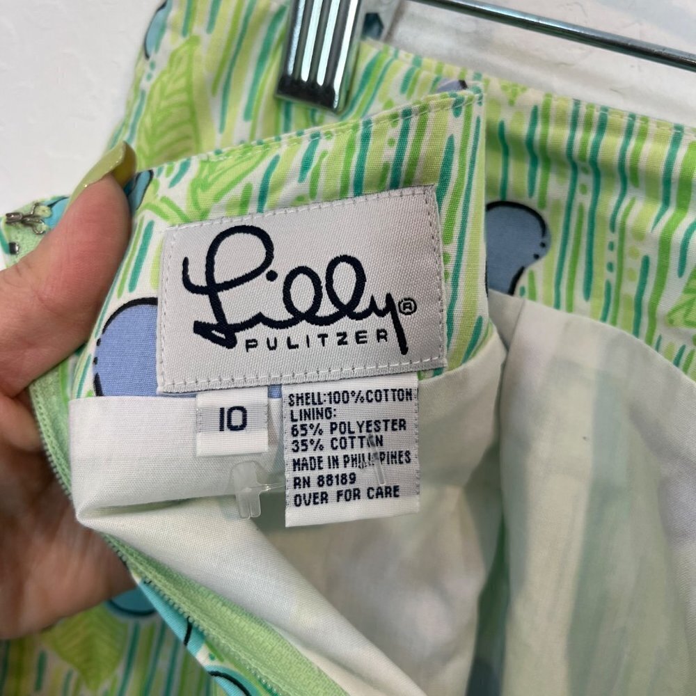 Lilly Pulitzer green floral mini skirt Size 10 tropical vacation A-line - Picture 8 of 9